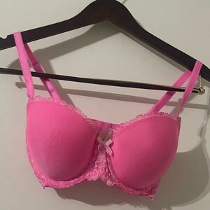 Victoria's Secret Demi Dreams Lined Vibrant Pink Lace Bra Size 32DD